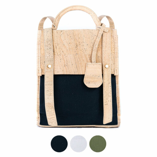 Petit sac à dos « Luzia » en liège et toile verte pour femme – Écologique, compact et tendance